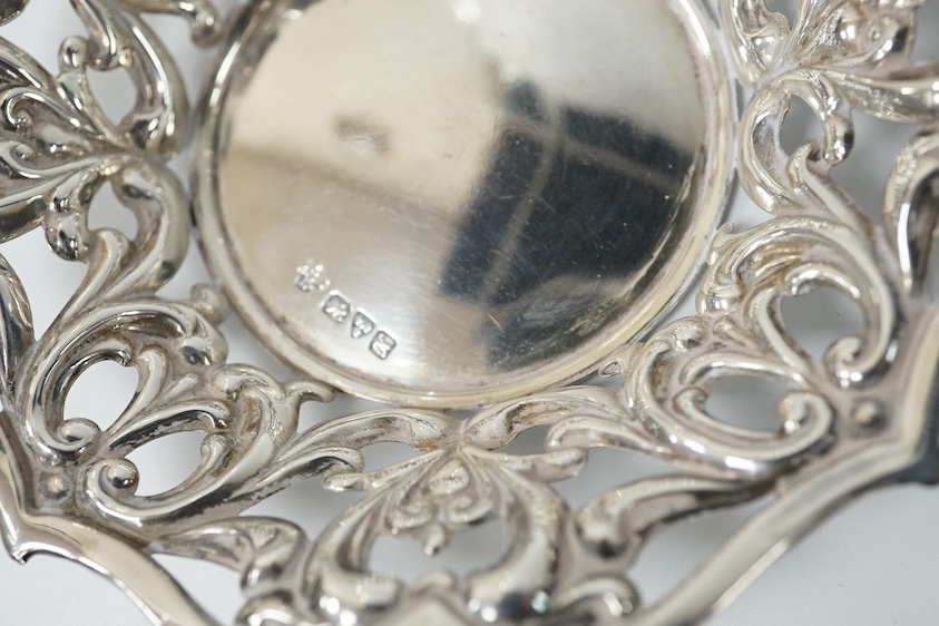 A George III silver wine funnel, by Peter & Ann Bateman, London, 1792, 12.6cm, no muslin ring, a punch ladle(a.f.) and a pierced silver bonbon dish. Condition poor to fair